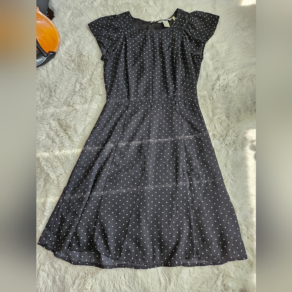 Polka Dot Dress - Black - 4